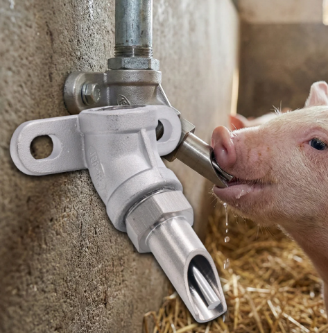 Adăpători - Set suzetă adăpare 1/2" cu racord 45° pentru porci