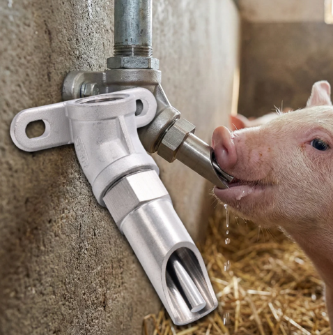 Adăpători - Set suzetă adăpare 3/4" cu racord 45° pentru porci