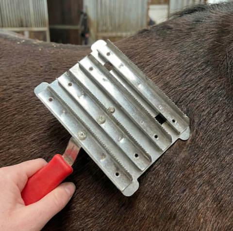 Îngrijirea animalelor - Tesală metalică cai 2 plăcuțe 9.5x14.5cm galvanizată