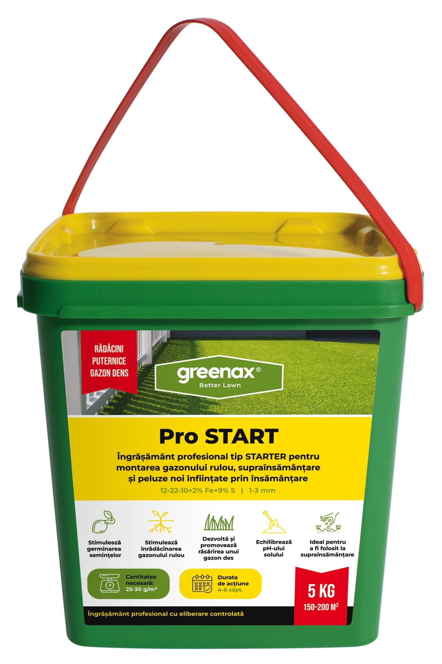 Îngrășământ profesional pentru gazon Greenax Pro START 12-22-10 + 2 % Fe + 9 % S 1-3 mm 5 kg [1]