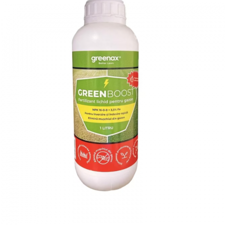 Îngrășământ foliar GREENBOOST, NPK 16-0-0+3.5% Fier, pentru înverzire rapidă și eliminare mușchi 1 l [0]