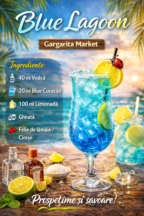 Blue Lagoon – Rețetă cocktail albastru spectaculos | Gargarita Market