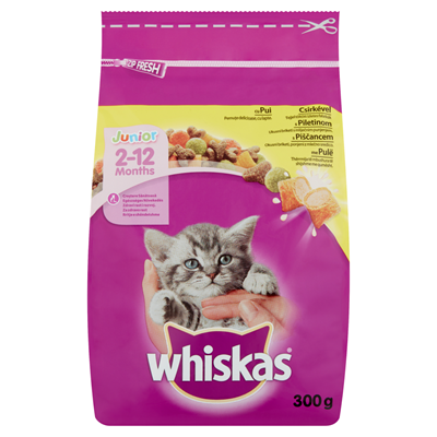 Pet Shop - WHISKAS Hrană Uscată Pisici Junior Pui/Morcov 300 g | Gărgărița Market