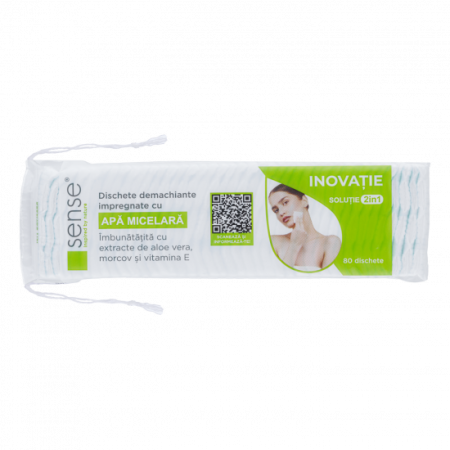 Produse Demachiante - Sense Dischete Demachiante cu Apă Micelară – 80 Bucăți | Curățare Delicată | Gărgărița Market