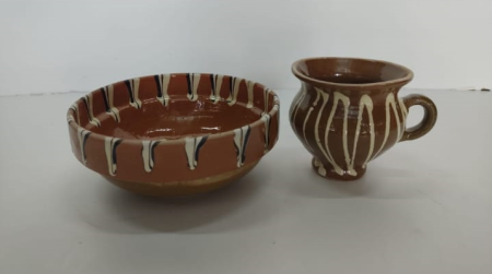 Vase din lut/ceramică - Set Bol și Cană din Lut Natural – Artizanat Tradițional, Manual