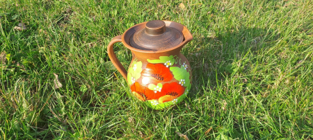 Set cadou din lut pictat manual – carafă 1L și 6 căni 300 ml – Artizanat tradițional [4]