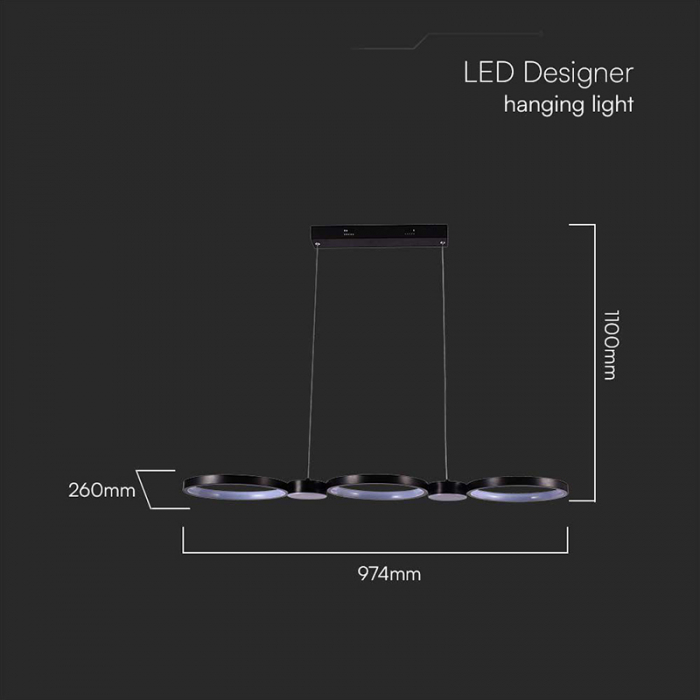 APLICA LED 38W 4000K 95X100CM - NEGRU [2]