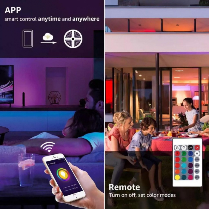 Banda Led Smart 3528 RGB 300led , 5m , WI-FI + Telecomanda , Aplicatie [5]