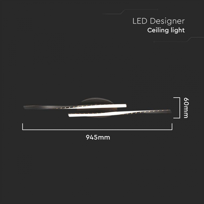 CANDELABRU APLICA LED 12W 3000K 94.5X6CM - NEGRU [3]