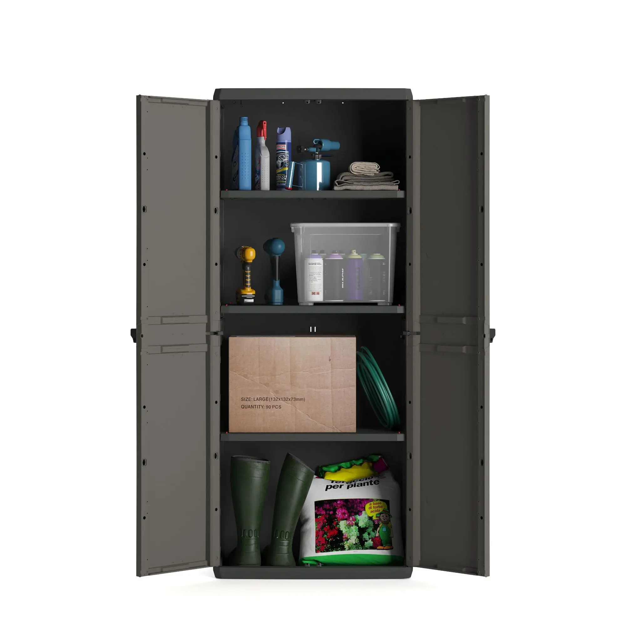 Dulap plastic 166 x 68 x 39 cm, 3 polite, gri [5]