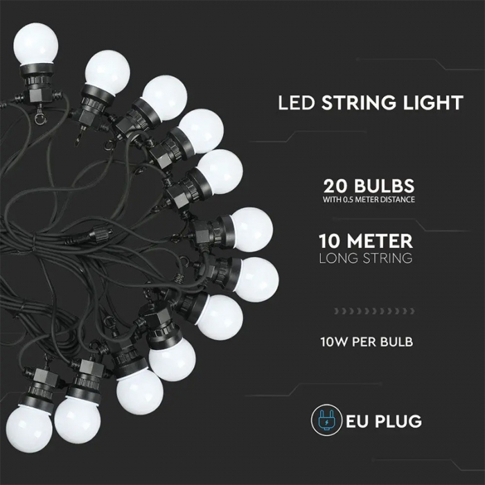 Ghirlanda luminoasa led 10 m x 20 de becuri 0.5 w , lumina rece 6000k , conectabila [7]