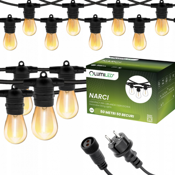Ghirlanda Led 50m cu 50 becuri,Becuri Incluse,Lumina Calda,IP65 [2]