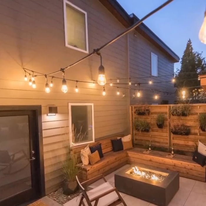 Ghirlanda luminoasa cu pendul 10 metri cu 10 becuri led S14 conectabila E27 lumina calda 2700k de exterior/interior [8]
