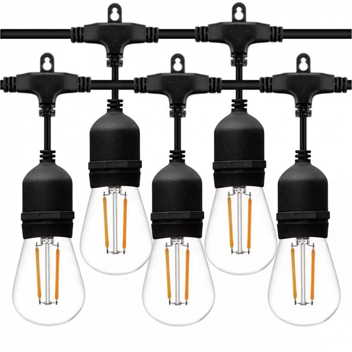 Ghirlanda luminoasa cu pendul 10 metri cu 10 becuri led S14 conectabila E27 lumina calda 2700k de exterior/interior [5]