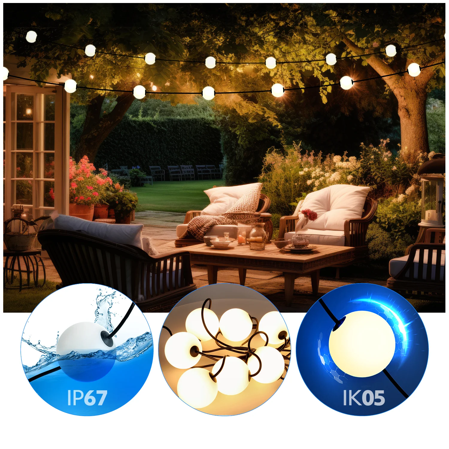 Ghirlanda profesionala 10 bile LED, IP67, 2500K, PREMIUM [17]