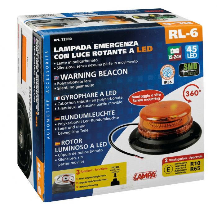 Girofar auto profesional stroboscopic galben LED 12/24V RL-6 [4]