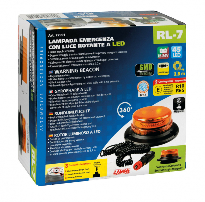Girofar auto stroboscopic galben LED 12/24V RL-7 [3]