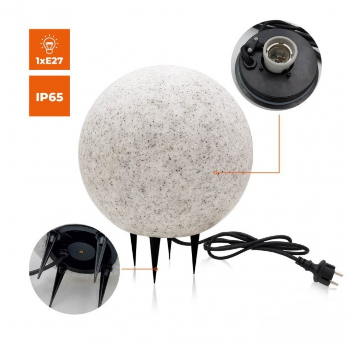 Glob Luminos Pentru Gradina , E27 max. 1x40W , Ø40 cm, pentru exterior IP65,230V [6]