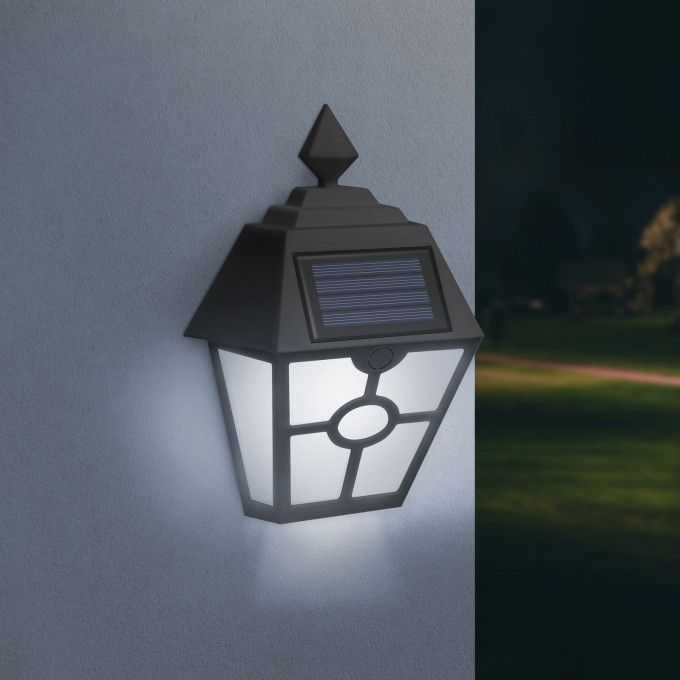 adjust murderer Follow us Lampă solară LED - neagră, cu lumină alb rece - 14 x 6,2 x 19 cm