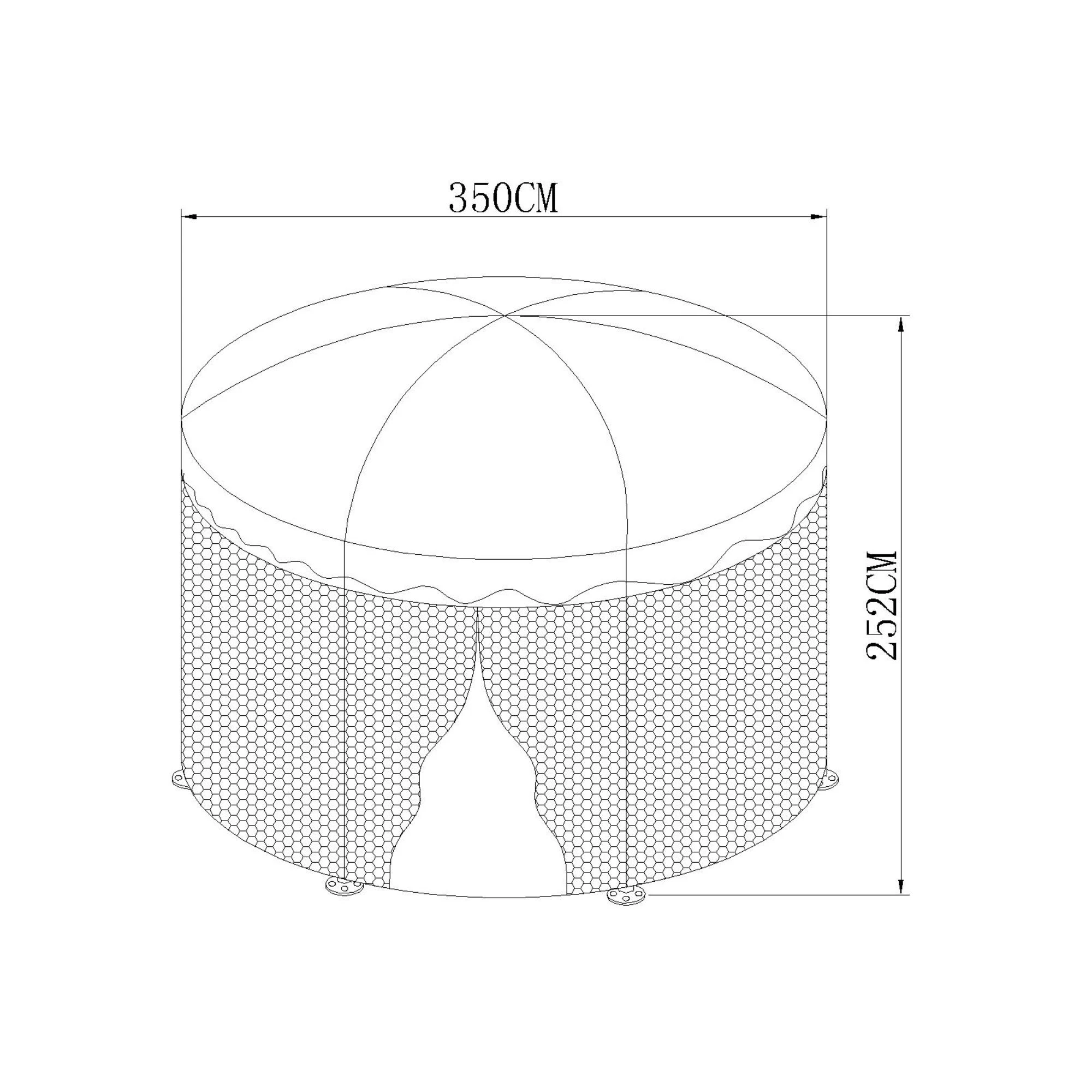 Pavilion de gradina hexagonal cu plase de protectie intr-o curte [4]