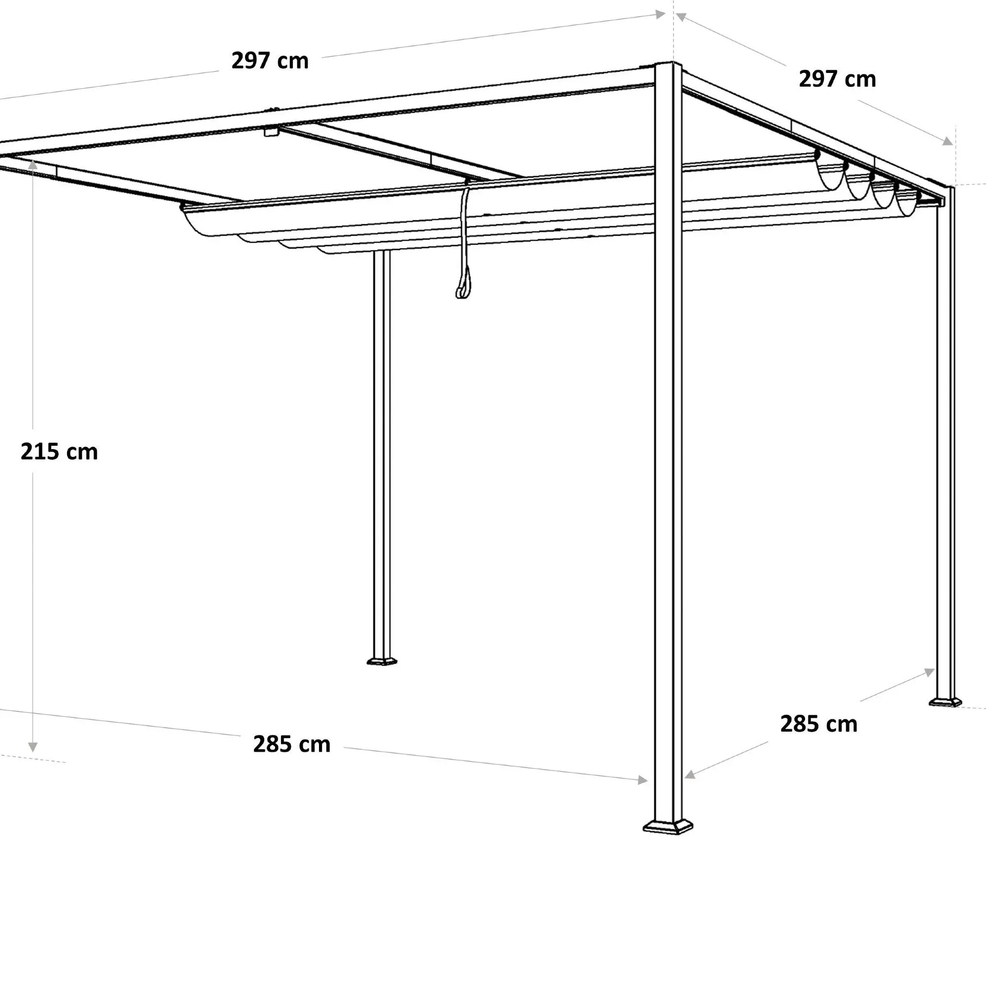 Pergola/Pavilion Gradina, otel/poliester, 297 x 297 cm, H 223 cm, gri [4]