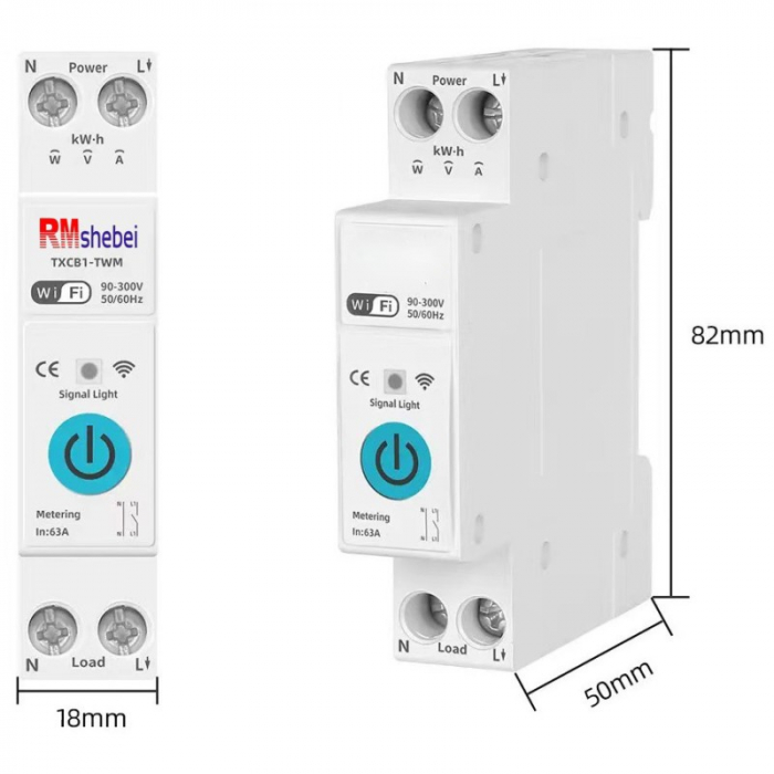 Siguranta inteligenta SMART, monofazata, contor si monitorizare curent, 63A, WiFi, Tuya / Smart Life [2]