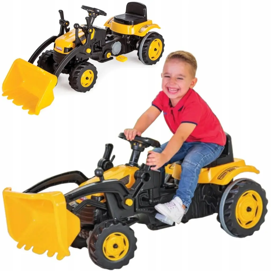 Tractor cu pedale pentru copii cu cupa, +3 ani, galben [6]