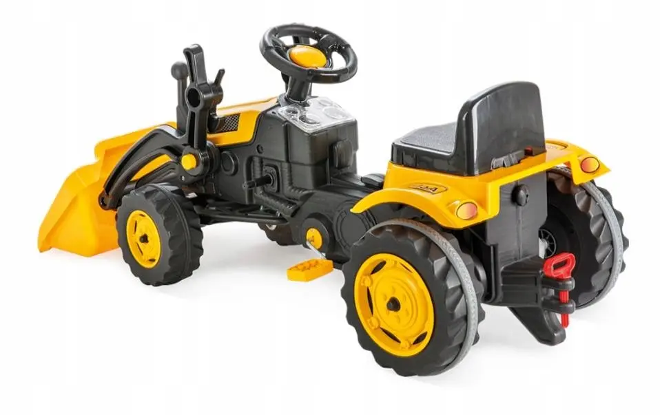 Tractor cu pedale pentru copii cu cupa, +3 ani, galben [7]