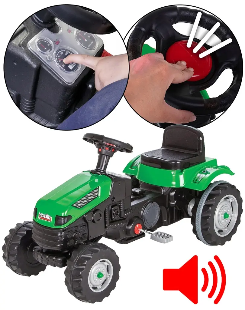 Tractor cu pedale si remorca pentru copii, +3 ani, verde [8]
