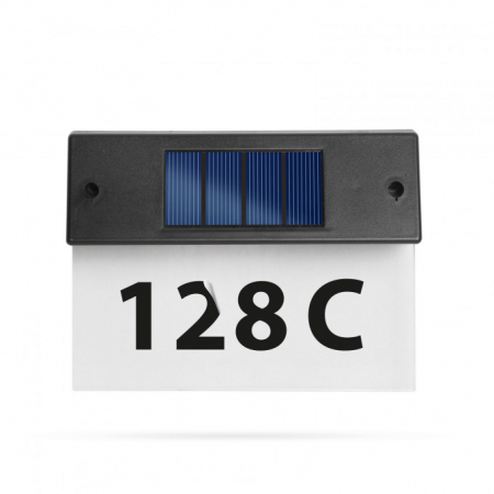 Număr de casă solar, cu LED alb rece plexiglas transparent 18 x 20 cm [1]