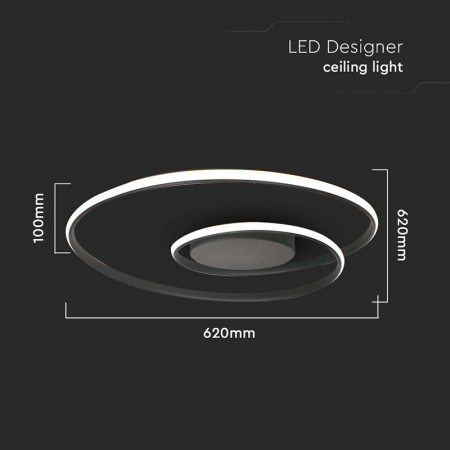 APLICA LED DIMABIL 48W 3000K 62X62X10CM - NEGRU [2]