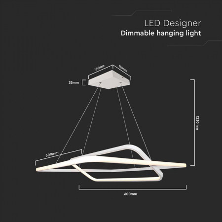 APLICA LED DIMABIL 50W 3000K 60X60X120CM - ALB [3]