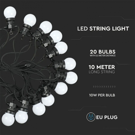 Ghirlanda luminoasa led 10 m x 20 de becuri 0.5 w , lumina rece 6000k , conectabila [6]