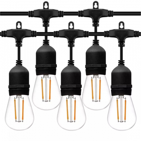 Ghirlanda luminoasa cu pendul 10 metri cu 10 becuri led S14 conectabila E27 lumina calda 2700k de exterior/interior [4]