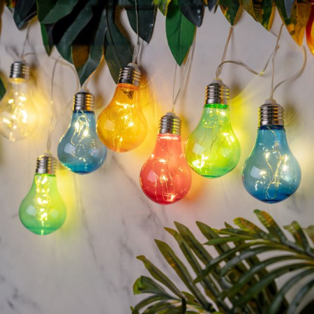Iluminat Led - Ghirlanda Solara cu Becuri Colorate Lumina Calda 3.8m - 10becuri