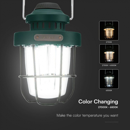 Lampa camping 3W + 5W EFECT flacara cu incarcare USB TIP C [6]