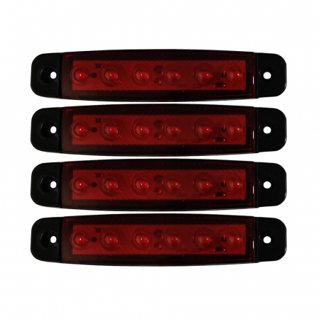 Auto - Lampa gabarit cu 6 LED-uri 12/24V set 4buc - Rosu