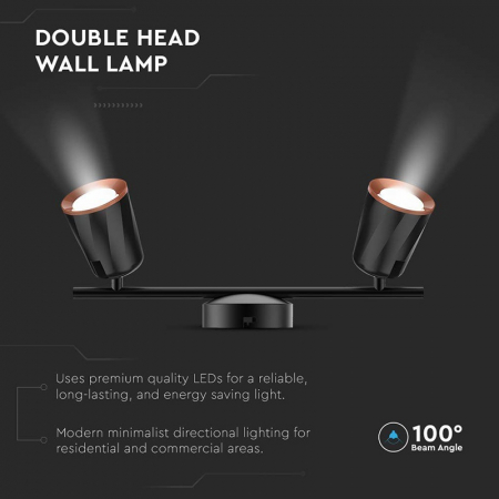 LAMPA LED MONTAJ PERETE 2X6W 4000K ALB NEUTRU - NEGRU [5]