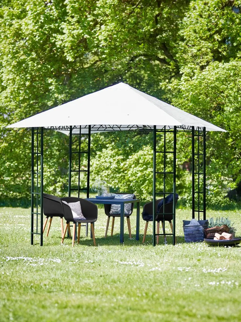 Pavilioane - Pavilion Gradina 3x3x2.65m alb , Premium , Structura Otel