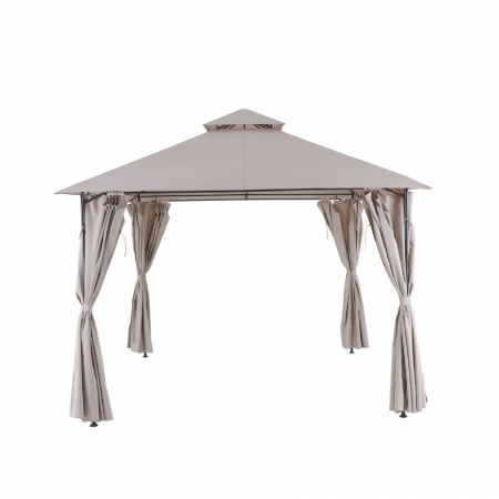 Pavilion gradina , otel/poliester, 298 x 298 cm, H 280 cm, bej , cu perdele retractabile [1]
