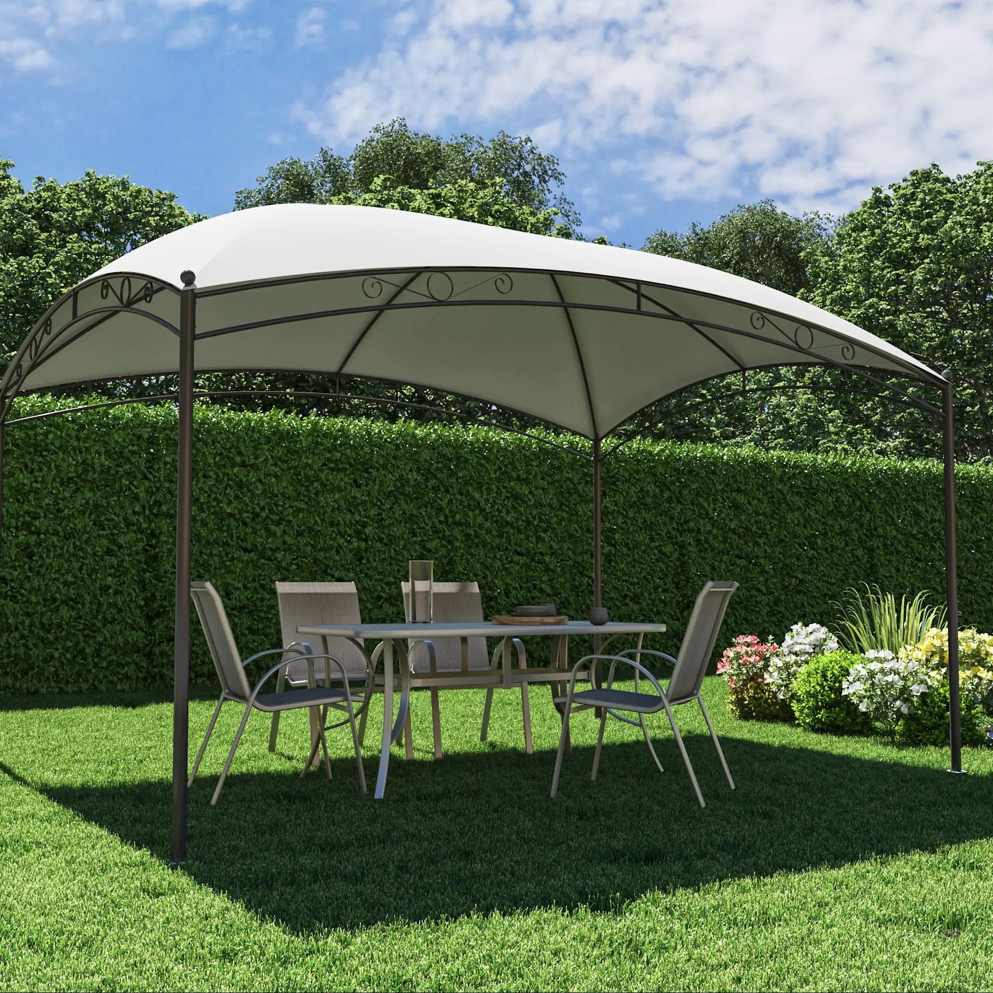 Pavilioane - Pavilion gradina , otel/poliester, 396 x 296 cm, H 267 cm, alb