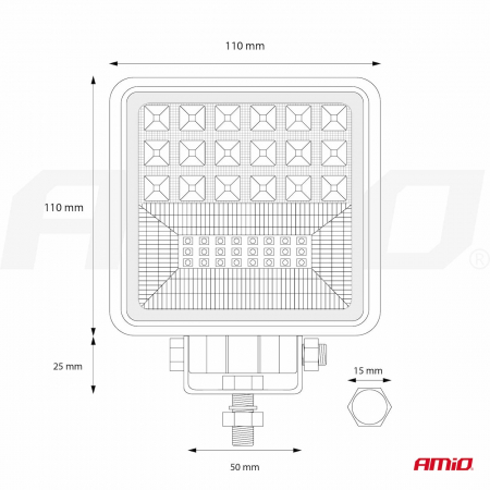 Proiector cu LED din metal patrat Combo Angel Eyes cu 2 functii, 9/36V [4]