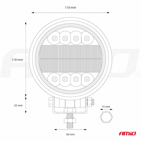 Proiector cu LED din metal rotund Combo Angel Eyes cu 2 functii, 9/36V [3]