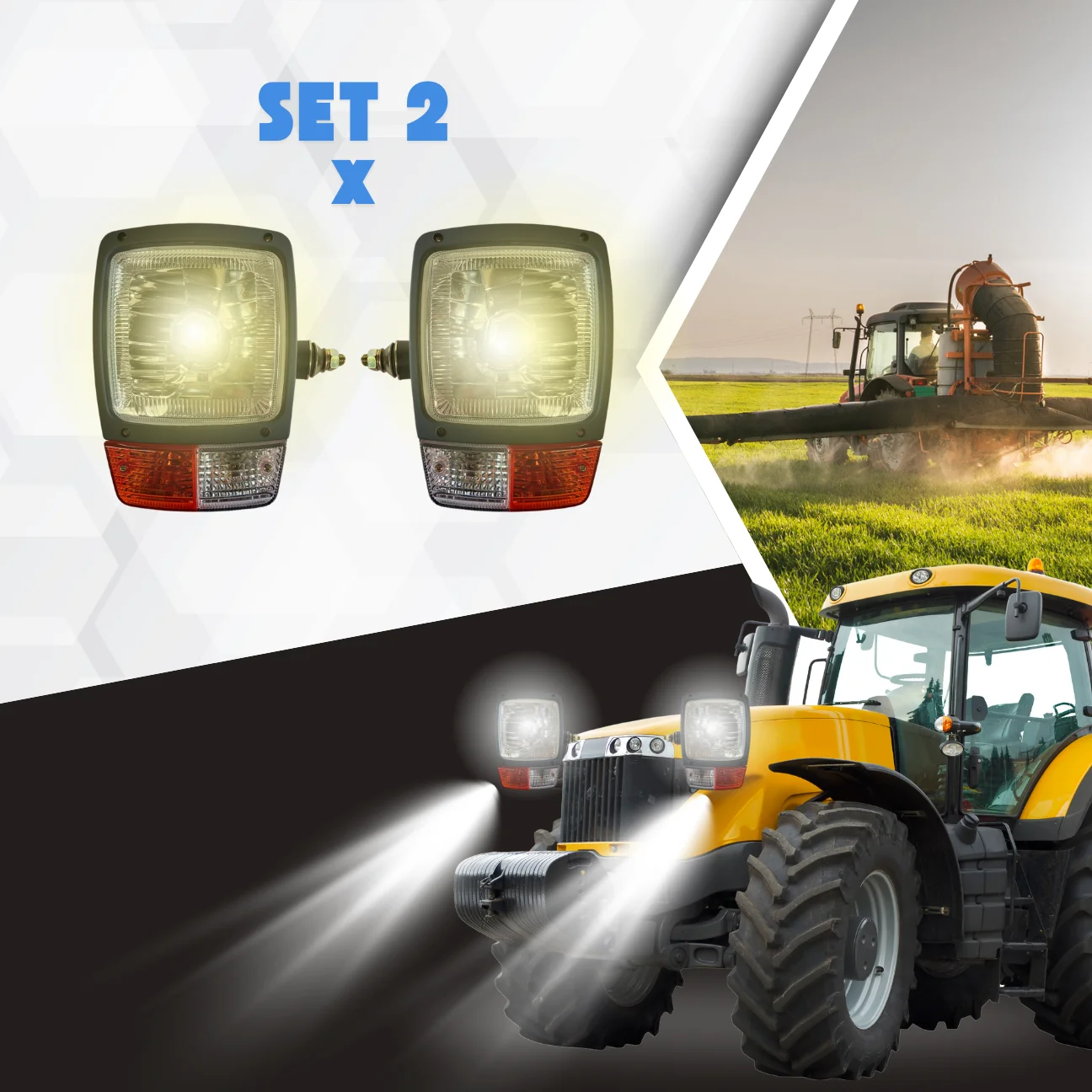Auto - Far cu lumini semnalizare directie mers si pozitie, pentru utilaj agricol, 12V, 2buc, Stanga/Dreapta
