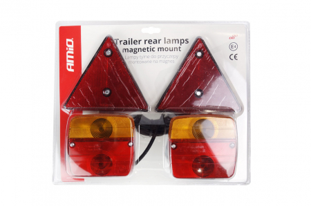 Set lampi stop cu magnet si cablu 7,5m 12V cu catadioptri triunghiulari, 2buc [2]