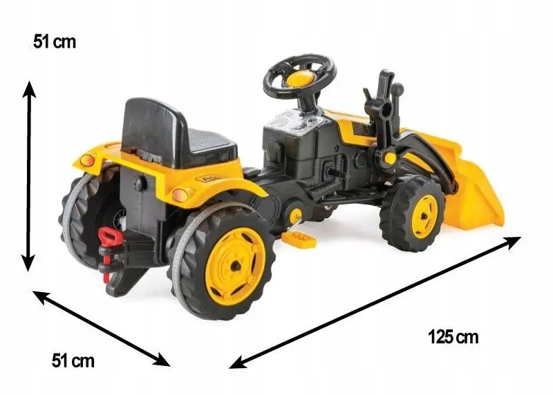 Tractor cu pedale pentru copii cu cupa, +3 ani, galben [7]