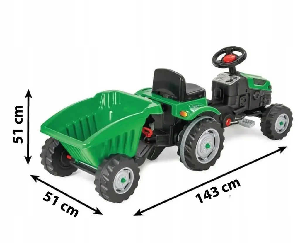 Tractor cu pedale si remorca pentru copii, +3 ani, verde [10]