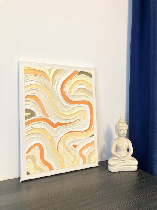 "MEANDRE PORTOCALII" - Tablou unicat cu pasta texturata [2]