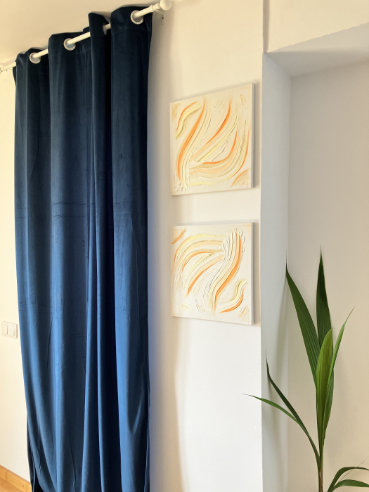 "ORANGE DIAFAN" - Set tablouri unicat cu pasta texturata [4]