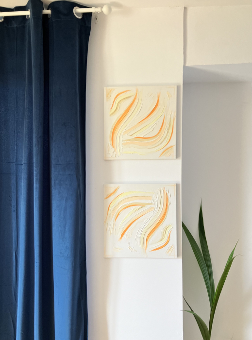 "ORANGE DIAFAN" - Set tablouri unicat cu pasta texturata [1]